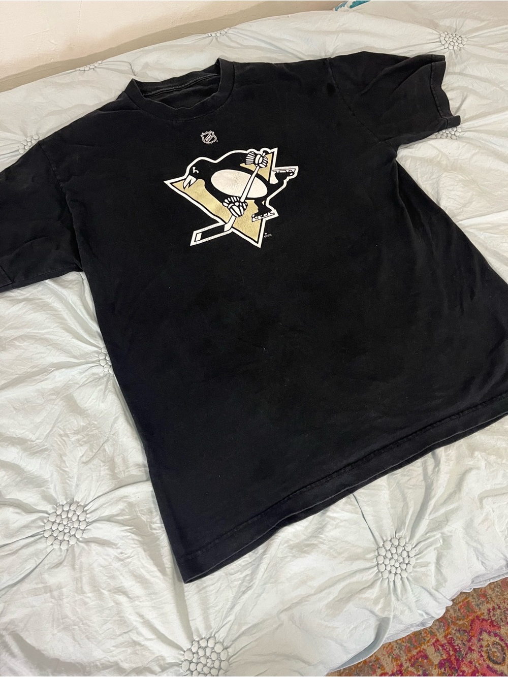 Reebok Black Pittsburgh Penguins Short Sleeve Tee with Gold Logo